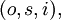 (o, s, i),\!