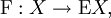 \operatorname{F}&nbsp;: X \to \operatorname{E}X,\!