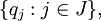 \{ q_j : j \in J \},