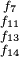 \begin{smallmatrix} f_{7}  \\ f_{11} \\ f_{13} \\ f_{14} \\ \end{smallmatrix}