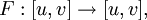 F&nbsp;: [u, v] \to [u, v],\!