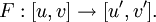 F&nbsp;: [u, v] \to [u', v'].