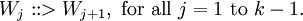 W_j ::> W_{j+1},\ \text{for all}\ j = 1\ \text{to}\ k - 1.