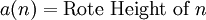 a(n) = \text{Rote Height of}~ n