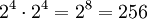 2^4 \cdot 2^4 = 2^8 = 256\!