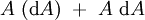A\ (\operatorname{d}A)\ +\ A\ \operatorname{d}A\!