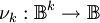 \nu_k : \mathbb{B}^k \to \mathbb{B}