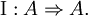 \operatorname{I} : A \Rightarrow A.