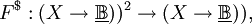 F^\$ : (X \to \underline\mathbb{B}))^2 \to (X \to \underline\mathbb{B})),
