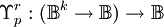 \Upsilon_p^r : (\mathbb{B}^k \to \mathbb{B}) \to \mathbb{B}