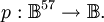 p&nbsp;: \mathbb{B}^{57} \to \mathbb{B}.