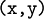 \texttt{(x, y)}