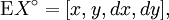 \operatorname{E}X^\circ = [x, y, dx, dy],