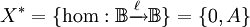 X^* = \{ \operatorname{hom}&nbsp;: \mathbb{B} \xrightarrow{\ell} \mathbb{B} \} = \{ 0, A \}