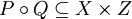 P \circ Q \subseteq X \times Z