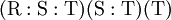 (\mathrm{R}:\mathrm{S}:\mathrm{T})(\mathrm{S}:\mathrm{T})(\mathrm{T})\!