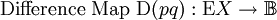\text{Difference Map}~ \operatorname{D}(pq)&nbsp;: \operatorname{E}X \to \mathbb{B}