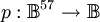p&nbsp;: \mathbb{B}^{57} \to \mathbb{B}