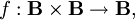 f&nbsp;: \mathbf{B} \times \mathbf{B} \to \mathbf{B},