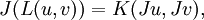 J(L(u, v)) = K(Ju, Jv),\!