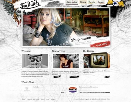 The Von Dutch website, as developed by Ciplex