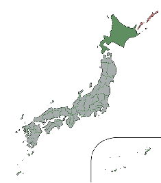 Map of Japan with Hokkaidō highlighted